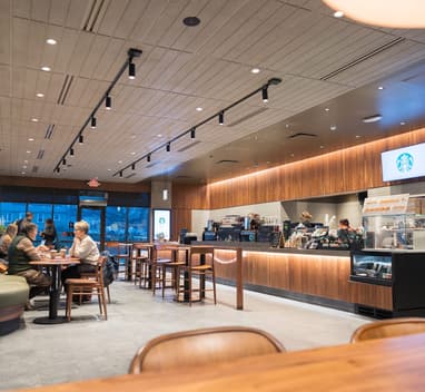 Interior photo of the Starbucks in Greenfield 