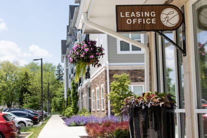 Sign of leasing office 